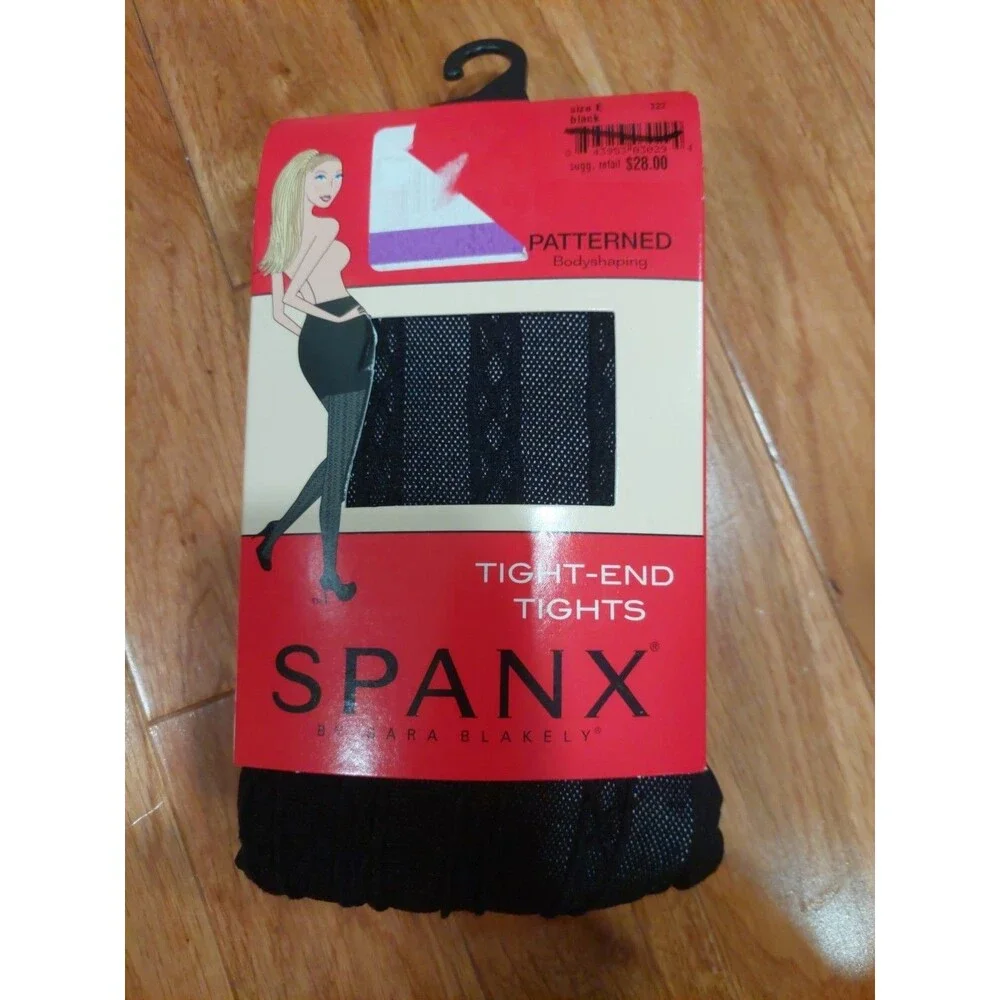 Sz E Spanx Black Patterned Bodyshaping Tight-End Tights Size E Style 322